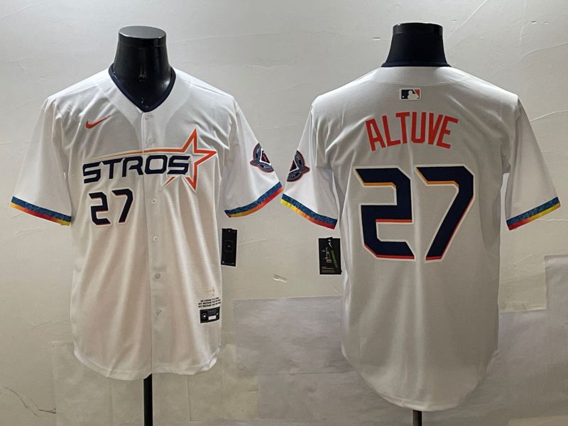Men Houston Astros #27 Altuve White Fourth generation Joint Name 2025 Nike MLB Jersey style 3
